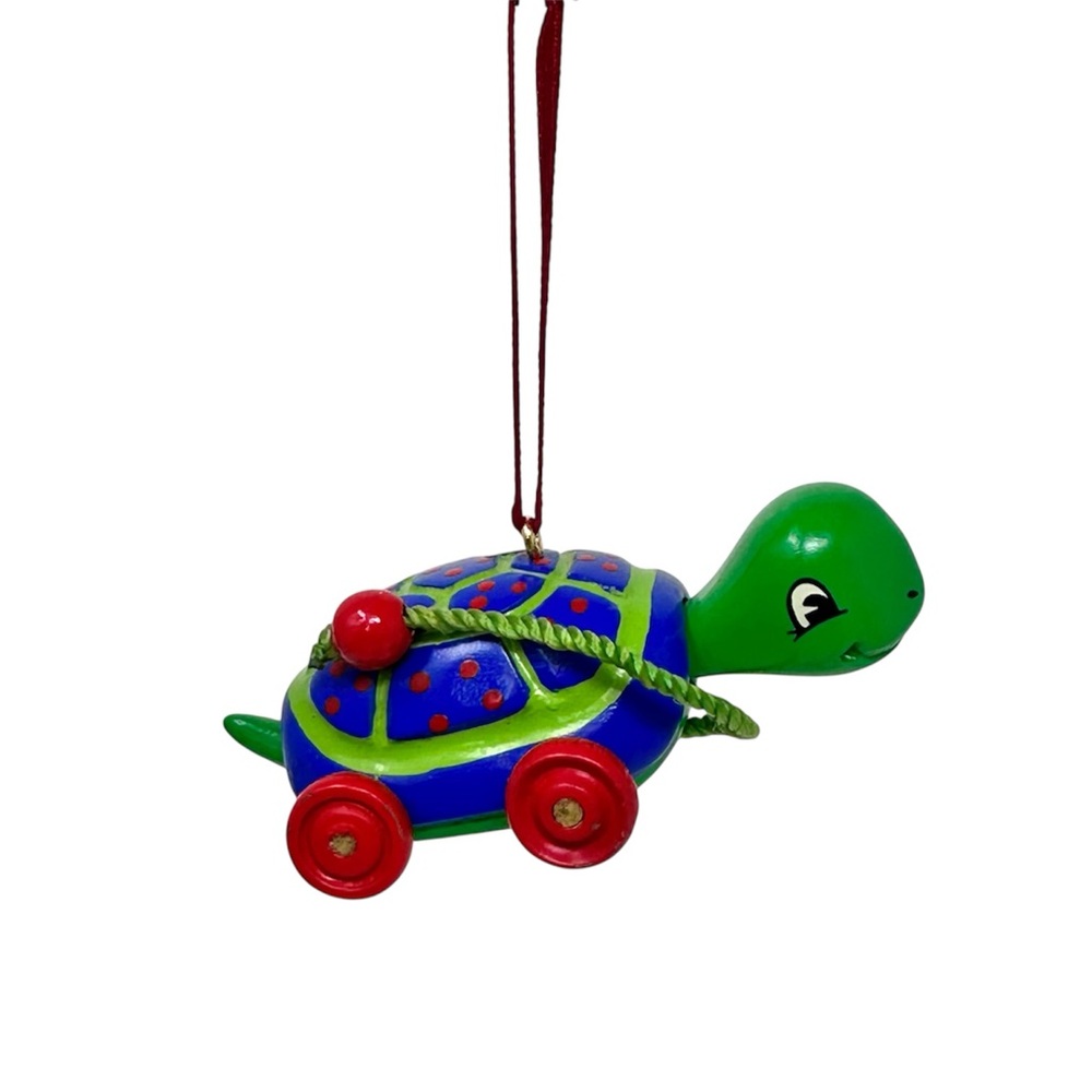 Vintage Hallmark Keepsake Wiggles the Turtle Pull Toy Ornament 2001 Collectible